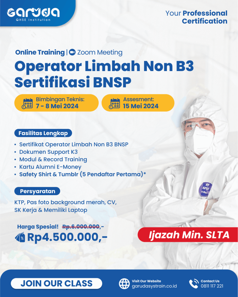 Pelatihan Operator Limbah Sertifikasi BNSP| Garuda QHSE