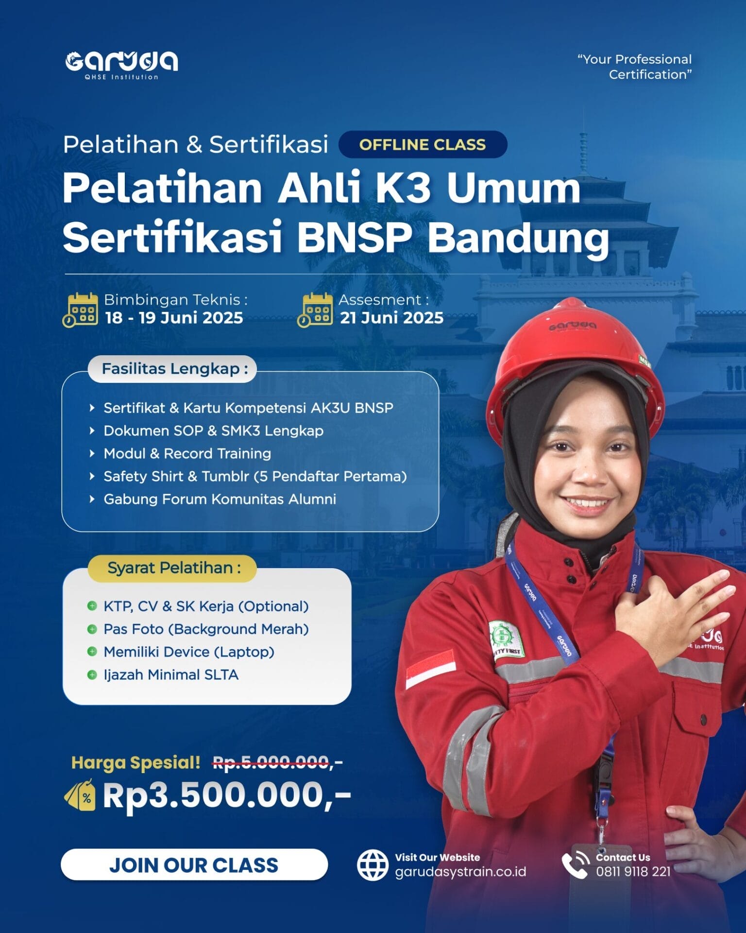 Pelatihan Ahli K3 Umum BNSP Bandung 18 - 21 Juni 2025