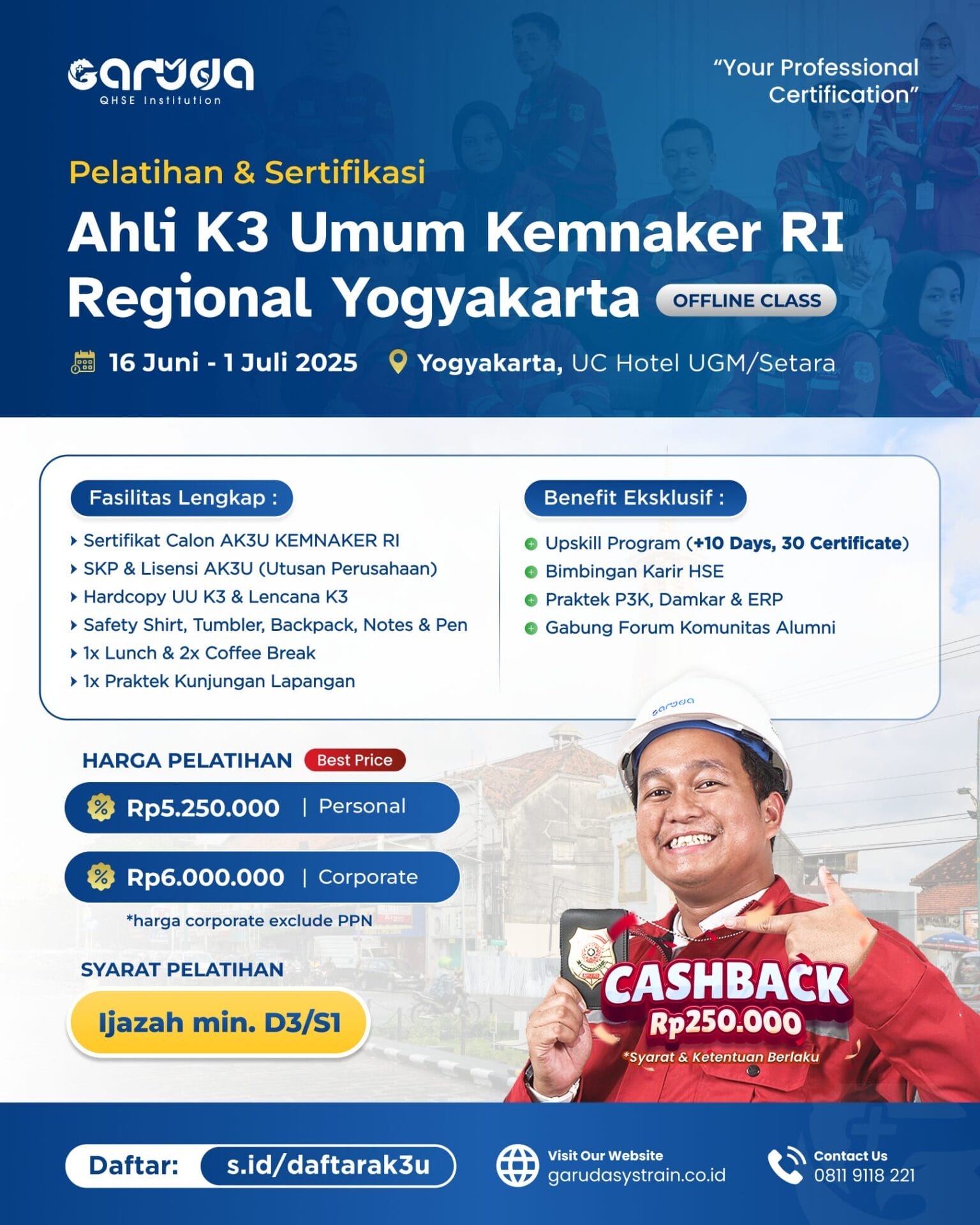 Pelatihan Ahli K3 Umum KEMNAKER RI Yogyakarta 16 Juni - 1 Juli 2025